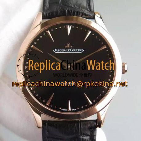 Replica Jaeger-LeCoultre Master Ultra Thin Rose Gold Black Dial Swiss JLC 898C