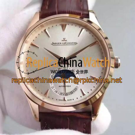 Replica Jaeger-LeCoultre Master Ultra Thin Moon Rose Gold Silver Dial Swiss JLC 925