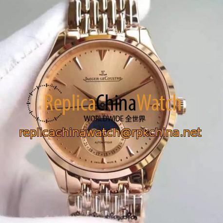 Replica Jaeger-LeCoultre Master Ultra Thin Moon Rose Gold Gold Dial Swiss JLC 925