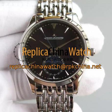 Replica Jaeger-LeCoultre Master Ultra Thin Moon Stainless Steel Black Dial Swiss JLC 925