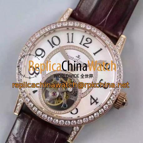 Replica Jaeger-LeCoultre Rendez Vous Tourbillon Ladies Rose Gold & Diamonds Pearl Dial Swiss Tourbillon