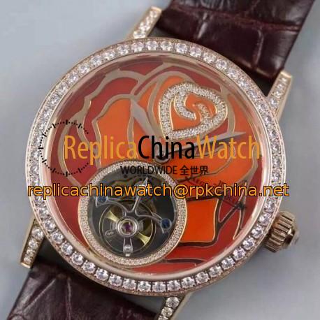 Replica Jaeger-LeCoultre Rendez Vous Tourbillon Ladies Rose Gold & Diamonds Diamonds & Red Dial Swiss Tourbillon