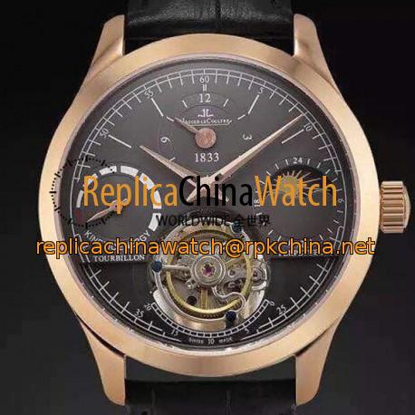 Replica Jaeger-LeCoultre Master Grande Tradition Tourbillon Rose Gold Black Dial Swiss Tourbillon