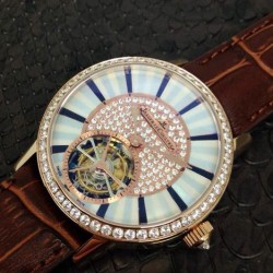 Replica Jaeger-LeCoultre Rendez Vous Tourbillon Rose Gold & Diamonds Diamonds & Pearl Dial Swiss Tourbillon