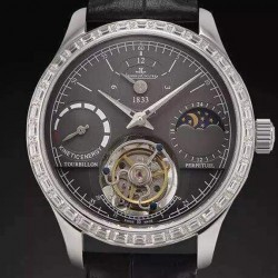 Replica Jaeger-LeCoultre Master Grande Tradition Tourbillon Stainless Steel & Diamonds Black Dial Swiss Tourbillon