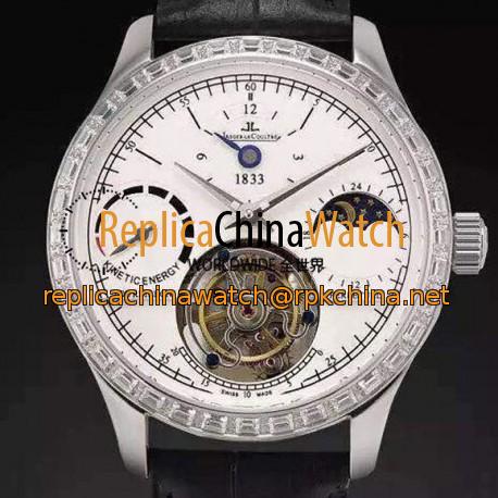 Replica Jaeger-LeCoultre Master Grande Tradition Tourbillon Stainless Steel & Diamonds White Dial Swiss Tourbillon