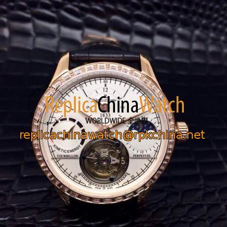 Replica Jaeger-LeCoultre Master Grande Tradition Tourbillon Rose Gold & Diamonds White Dial Swiss Tourbillon