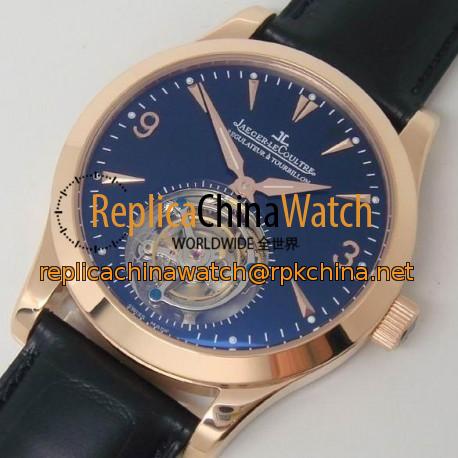 Replica Jaeger-LeCoultre Master Ultra Thin Tourbillon Rose Gold Black Dial Swiss Tourbillon