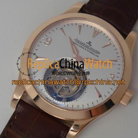 Replica Jaeger-LeCoultre Master Ultra Thin Tourbillon Rose Gold White Dial Swiss Tourbillon