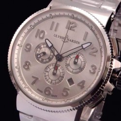 Replica Ulysse Nardin Marine Chronograph Stainless Steel Arabian Numbers White Dial Swiss 7750