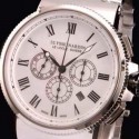 Replica Ulysse Nardin Marine Chronograph Stainless Steel Roman Numbers White Dial Swiss 7750