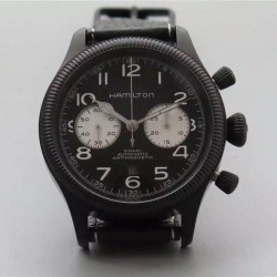 Replica Hamilton Khaki Pilot Pioneer PVD Black & White Dial Swiss 7750