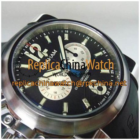 Replica Graham Chronofighter Oversize Stainless Steel Black & Silver Dial Swiss 7750