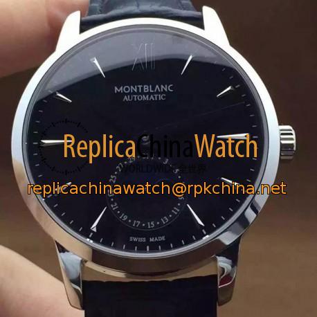 Replica Montblanc Meisterstuck Heritage Moonphase Stainless Steel Black Dial Swiss 2914