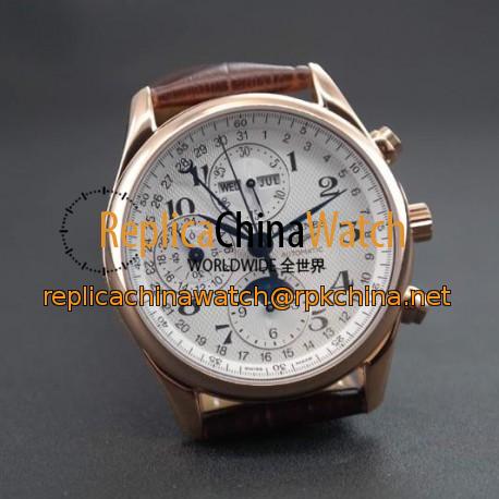 Replica Longines Conquest Classic Chronograph Moonphase Rose Gold White Dial Swiss 7751