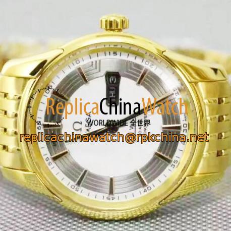 Replica Omega De Ville Hour Vision Yellow Gold White Dial Swiss 8500