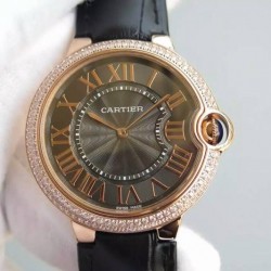 Replica Cartier Ballon Bleu Rose Gold & Diamonds Brown Dial Swiss 2836-2