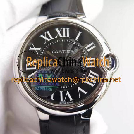 Replica Cartier Ballon Bleu Stainless Steel Black Dial Swiss 2836-2