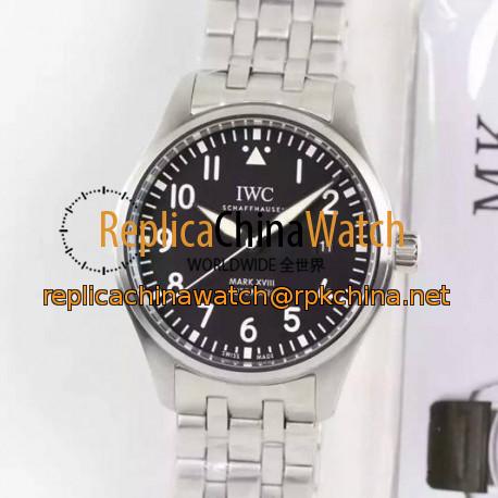 Replica IWC Pilot Mark XVIII IW327002 Stainless Steel Black Dial Swiss 2892