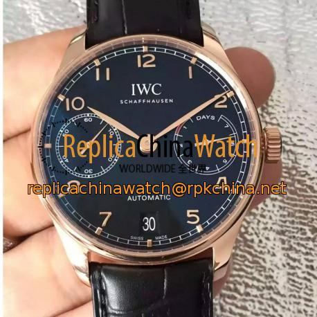 Replica IWC Portuguese IW500701 Rose Gold Black Dial Swiss 52010