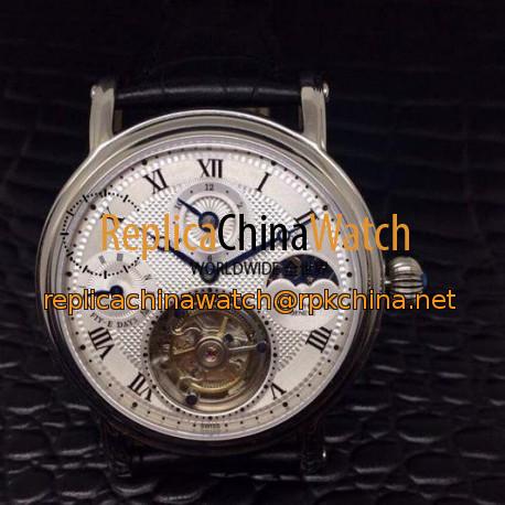 Replica Patek Philippe Tourbillon Moonphase 24H Power Reserve Stainless Steel White Dial Swiss Tourbillon