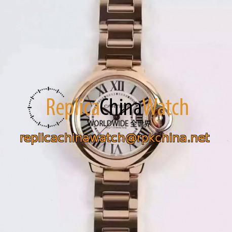 Replica Cartier Ballon Bleu Ladies W6920096 Rose Gold Silver Dial Swiss 2671