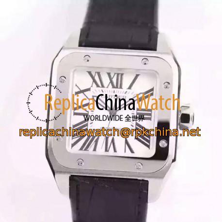 Replica Cartier Santos 100 Midsize Stainless Steel White Dial Swiss 2671