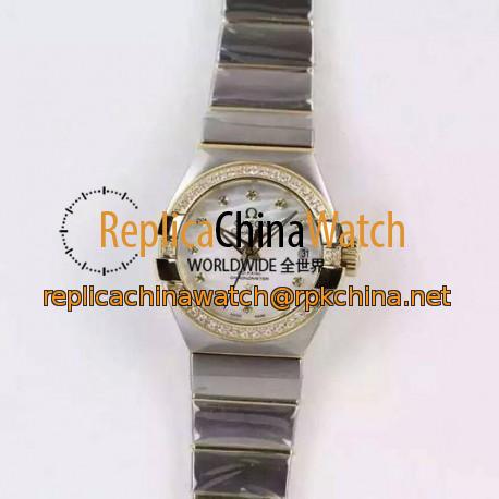 Replica Omega Constellation Double Eagle Lady 27MM Stainless Steel & Yellow Gold White Dial Swiss 8520