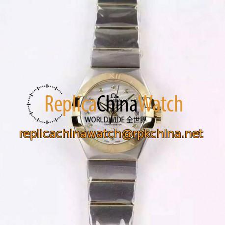 Replica Omega Constellation Double Eagle Lady 27MM Stainless Steel & Yellow Gold White Dial Swiss 8520