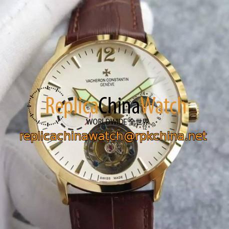 Replica Vacheron Constantin Malte Tourbillon RG White Dial on Black Leather Strap