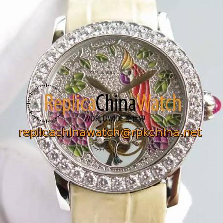 Replica Bvlgari Il Giardino Tropicale Stainless Steel & Diamonds Parrot Dial Swiss Tourbillon