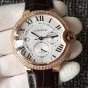 Replica Cartier Ballon Bleu Chronograph Rose Gold & Diamonds White Dial Swiss 7750