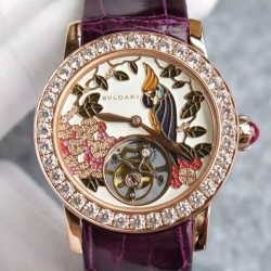 Replica Bvlgari Il Giardino Tropicale Rose Gold & Diamonds Parrot Dial Swiss Tourbillon