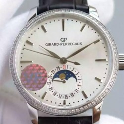 Replica Girard Perregaux 1966 Stainless Steel & Diamonds White Dial Swiss GP 033MO