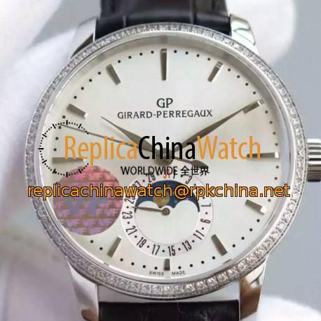 Replica Girard Perregaux 1966 Stainless Steel & Diamonds White Dial Swiss GP 033MO