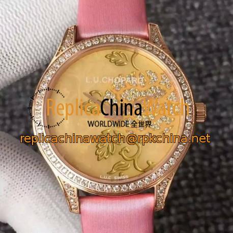 Replica Chopard L.U.C XP Esprit de Fleurier Peony Rose Gold & Diamonds Gold Dial Swiss L.U.C 96.23-L