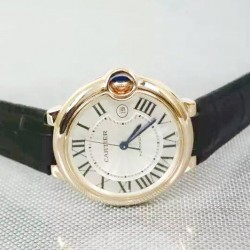 Replica Cartier Ballon Bleu 42MM 24K Rose Gold Plated White Dial Swiss 2836-2