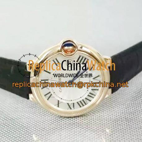 Replica Cartier Ballon Bleu 42MM 24K Rose Gold Plated White Dial Swiss 2836-2