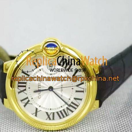 Replica Cartier Ballon Bleu 42MM 24K Yellow Gold Plated White Dial Swiss 2836-2