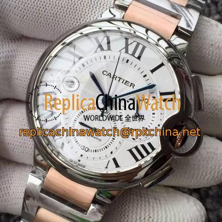 Replica Cartier Ballon Bleu Chronograph Stainless Steel White Dial Swiss 7750