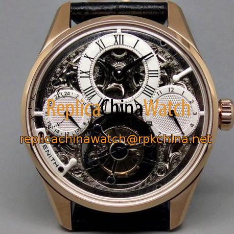 Replica Zenith EP Calender Skeleton Tourbillon RG/LE White Fly Tourbillon