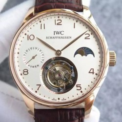 Replica IWC Portuguese Regulateur Tourbillon Rose Gold White Dial Swiss Tourbillon