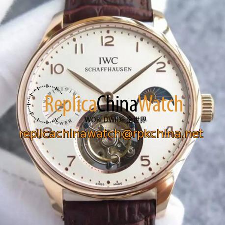 Replica IWC Portuguese Regulateur Tourbillon Rose Gold White Dial Swiss Tourbillon