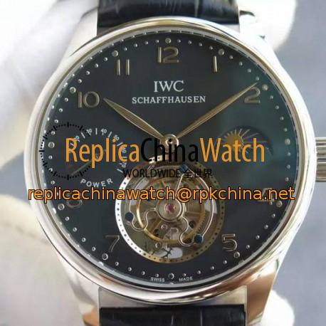 Replica IWC Portuguese Regulateur Tourbillon Stainless Steel Black Dial Swiss Tourbillon