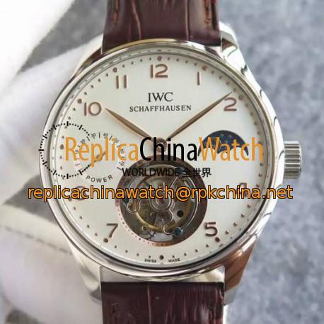 Replica IWC Portuguese Regulateur Tourbillon Stainless Steel White Dial Gold Markers Swiss Tourbillon