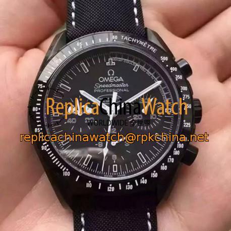 Replica Omega Speedmaster Moonwatch Anniversary Silver Snoopy PVD Black Dial Swiss 9300