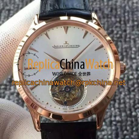 Replica Jaeger-LeCoultre Master Ultra Thin Tourbillon Rose Gold White Dial Swiss Tourbillon