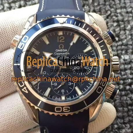 Replica Omega Seamaster Planet Ocean Chronograph Stainless Steel Blue Dial Swiss 7750