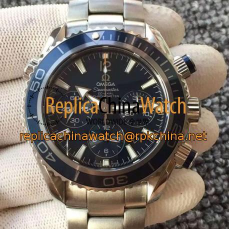 Replica Omega Seamaster Planet Ocean Chronograph Stainless Steel Blue Dial Swiss 7750