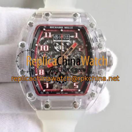 Replica Richard Mille RM011 R Grosjean Lotus F1 Team Shappire Red & Skeleton Dial Swiss 7750